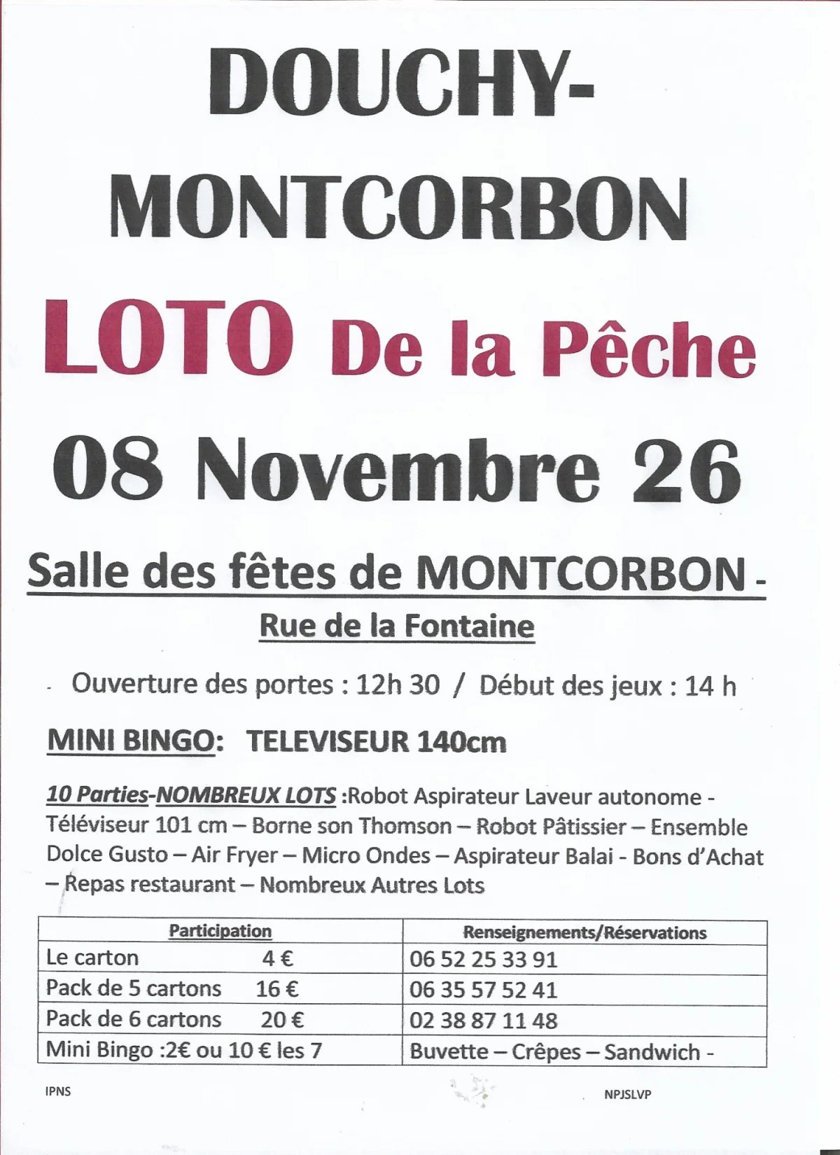 Loto de la Savane de Douchy – Douchy - Montcorbon (Salle des Fêtes) (affiche de l’événement)