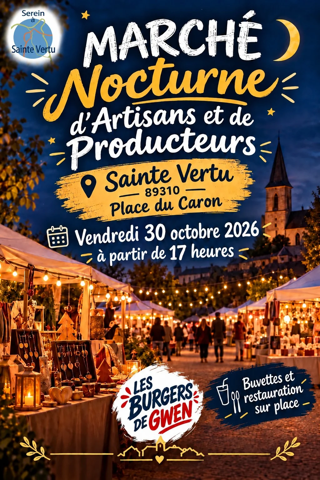 Marché nocturne de Sainte vertu – Sainte-Vertu (Place du caron) (affiche de l’événement)