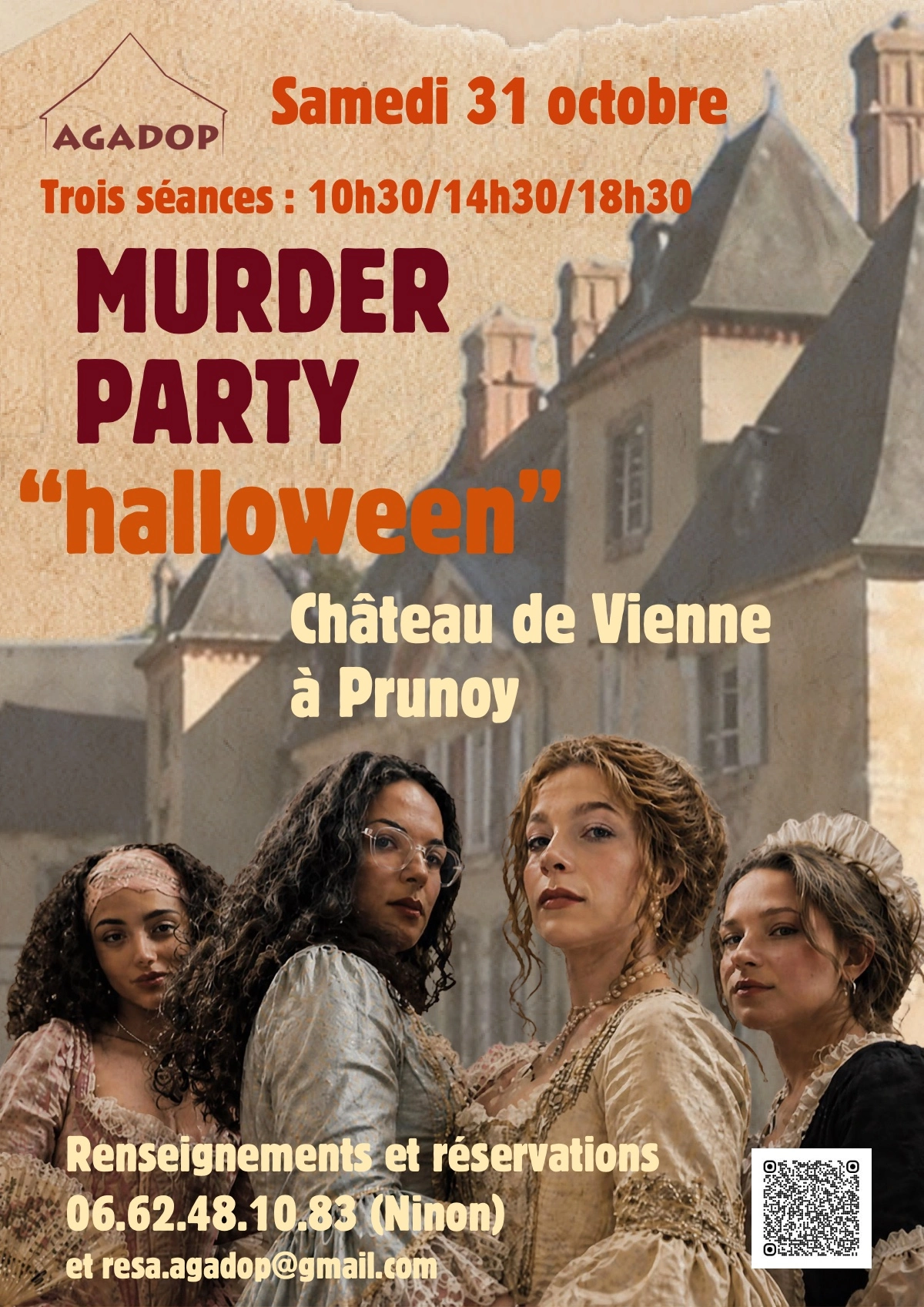 Murder Party spéciale Halloween (3 séances / Création de l’Association La Boucle d’Art et de la Compagnie Les Tubercules) – Prunoy (Château de Vienne à Prunoy) (affiche de l’événement)