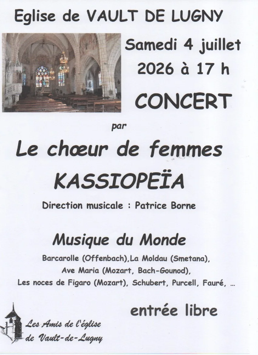 Musique du monde par le choeur de femmes Kassiopeïa – Vault de Lugny (église Saint Germain, place St Germain 89200 Vault de Lugny) (affiche de l’événement)