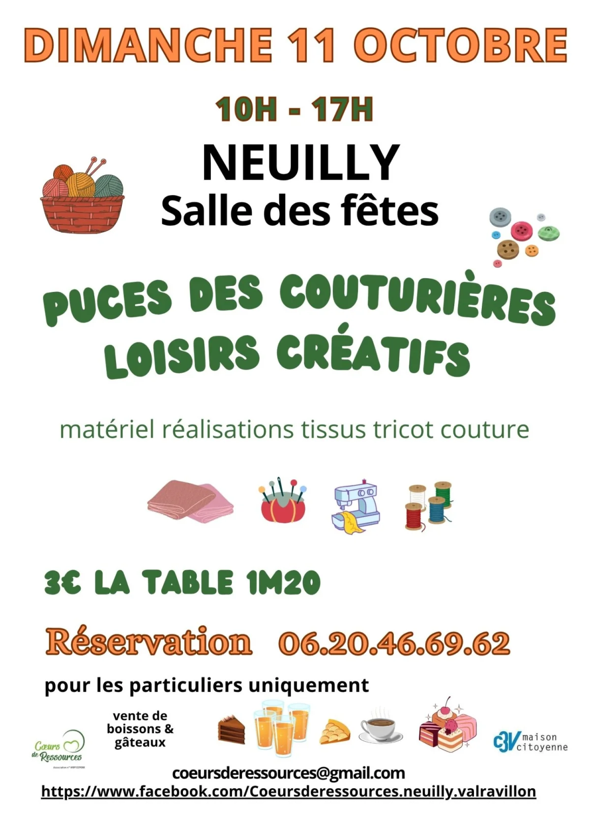 Puces des couturières et loisirs créatifs – Valravillon (salle des fêtes de Neuilly) (affiche de l’événement)