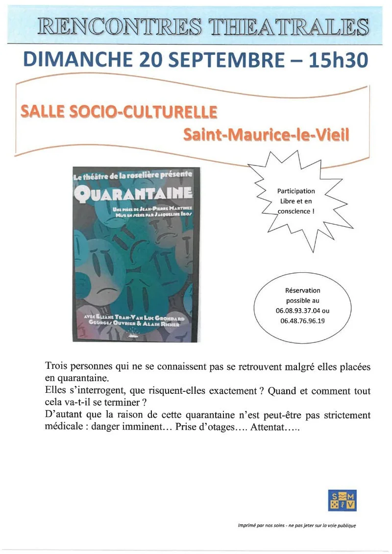 Quarantaine – Saint-Maurice-le-Vieil (Salle socio-culturelle) (affiche de l’événement)