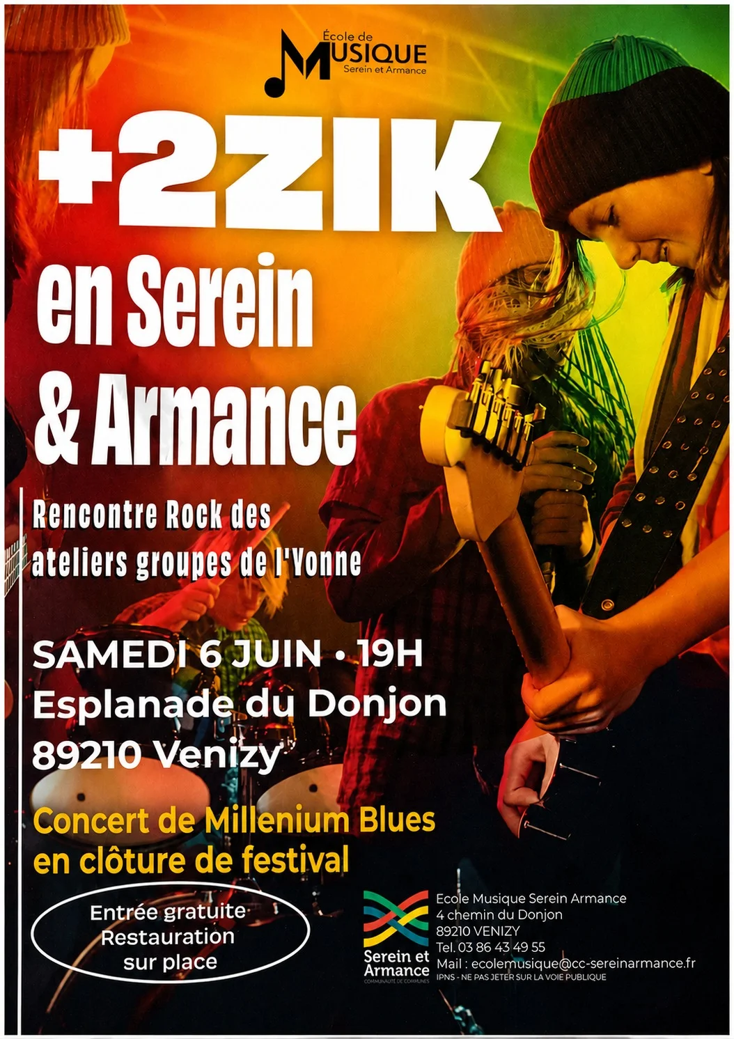 Rencontre Rock des ateliers groupes de l'Yonne avec Concert Millenium Blues en clôture de festival – Venizy (École de musique / 4 chemin du donjon ) (affiche de l’événement)