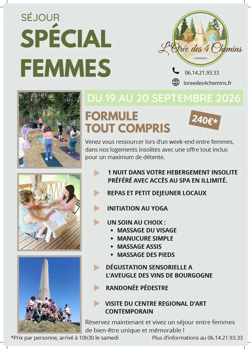 Séjour Spécial Femmes à L'Orée des 4 chemins – Fontenoy (L'orée des 4 chemins) (affiche de l’événement)