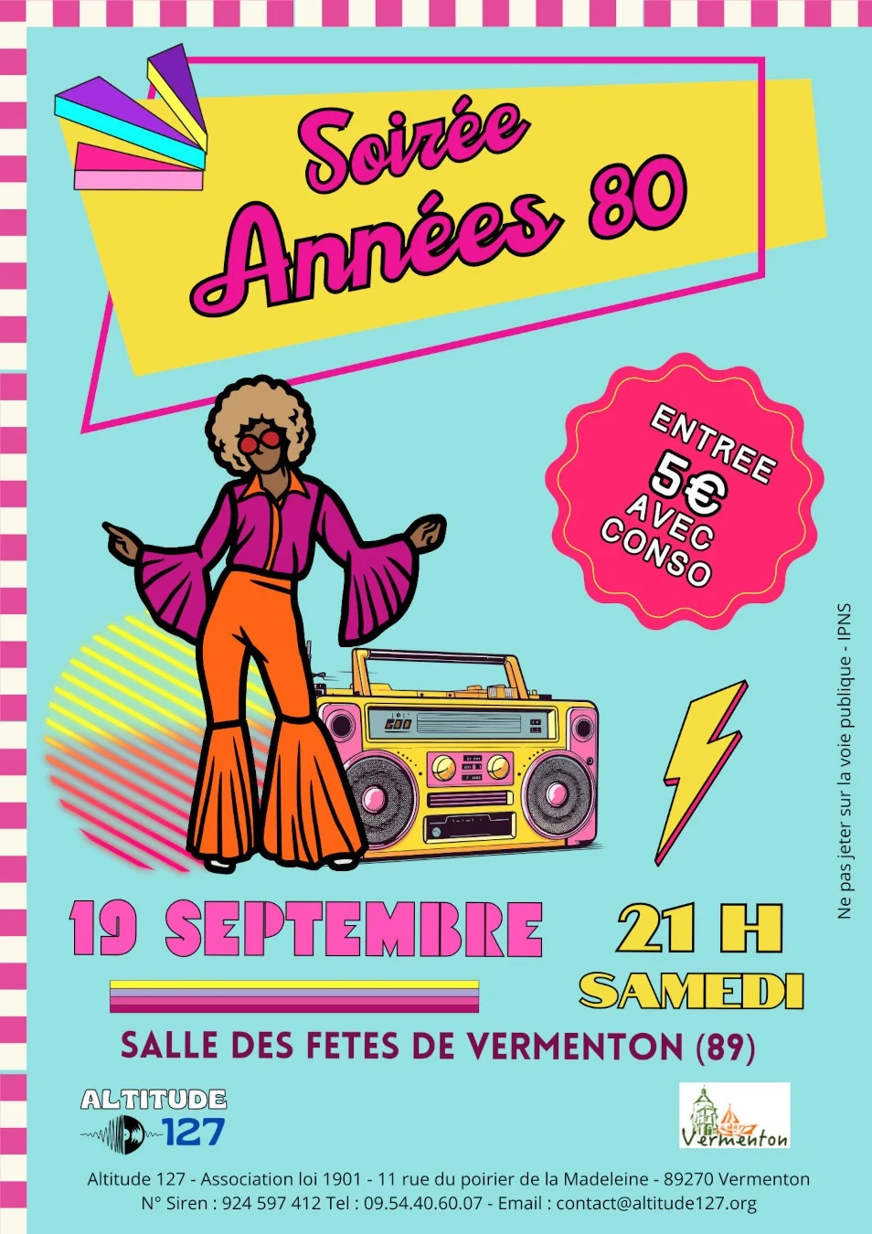 Soirée Années 80 – Sacy - Vermenton (Salle des Fêtes) (affiche de l’événement)