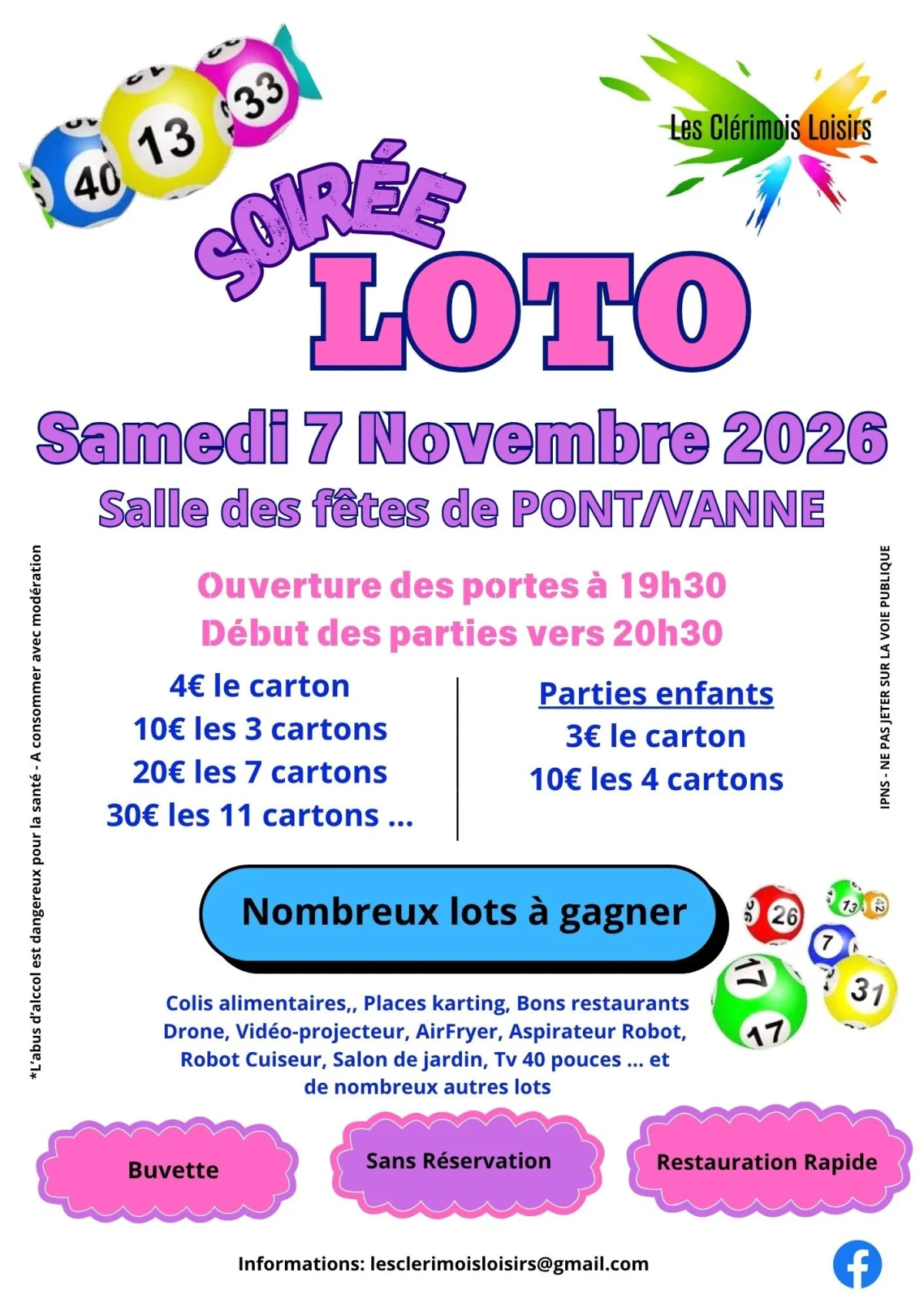Soirée Loto – Pont-sur-Vanne (Salle des Fêtes) (affiche de l’événement)