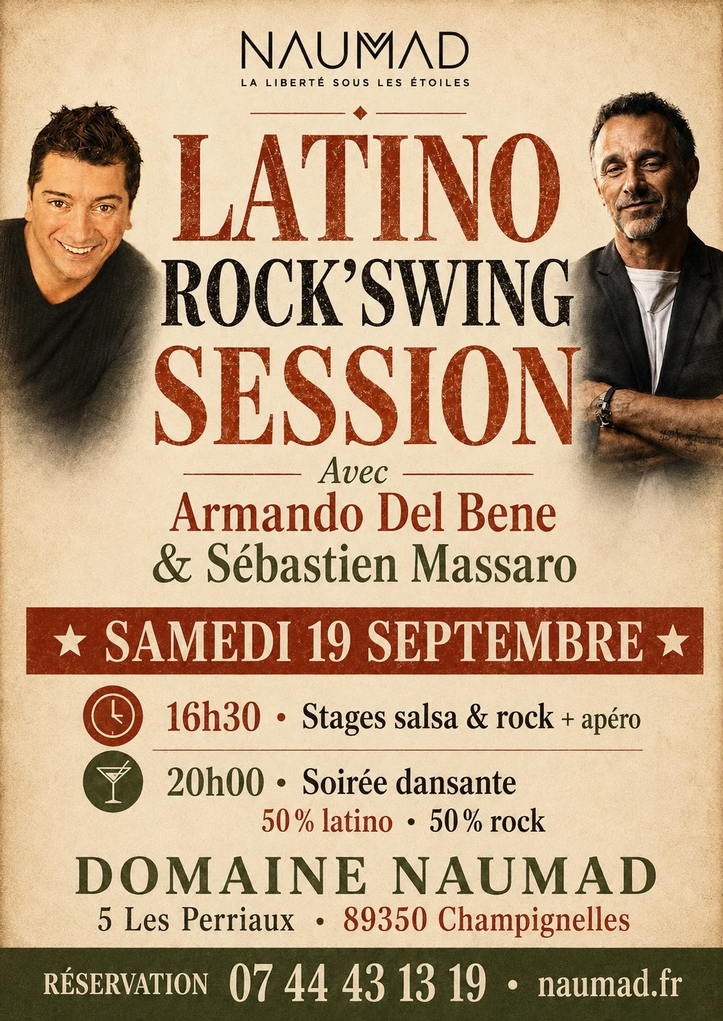 Stage et Bal latino Rock'Swing – Champignelles (Domaine Naumad) (affiche de l’événement)