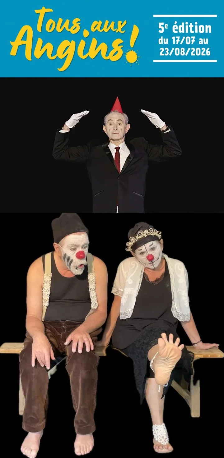 Cabaret Cirque avec 2 spectacles : "Le cabaret d’Harry Stork" (Cabaret insolite et excentrique / Tout public à partir de 6 ans) + "Un air de rien" (Duo de clowns absurde et poétique) dans le cadre du festival "Tous aux Angins !" – Tannerre-en-Puisaye (Lieu-dit Les Angins / sous chapiteau) (affiche de l’événement)