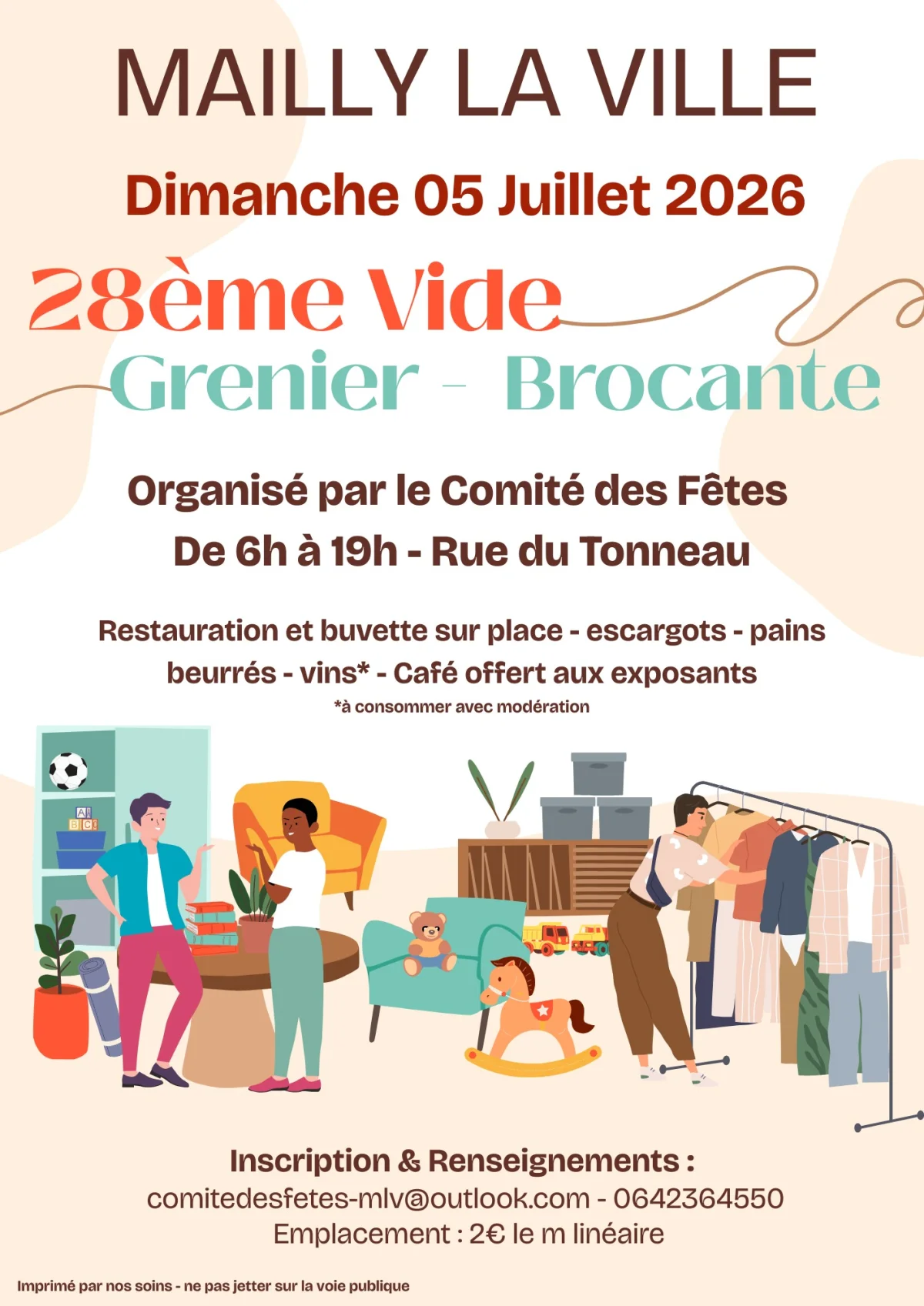 Vide Grenier Brocante – Mailly la ville (Rue du Tonneau) (affiche de l’événement)