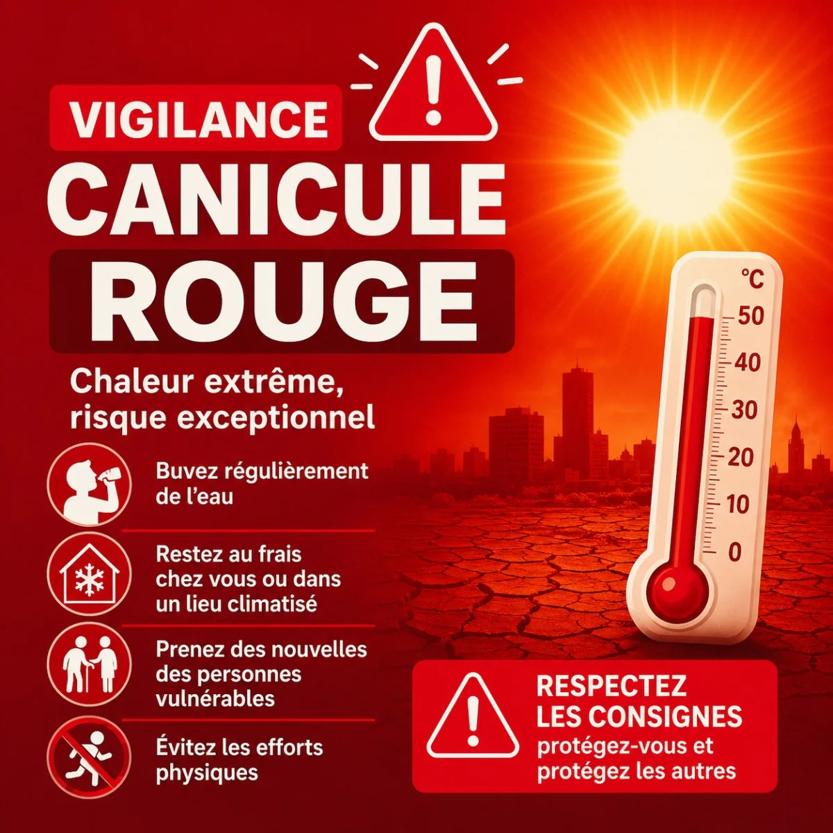 Vigilance canicule Rouge – Yonne (Tous lieux concernés) (affiche de l’événement)