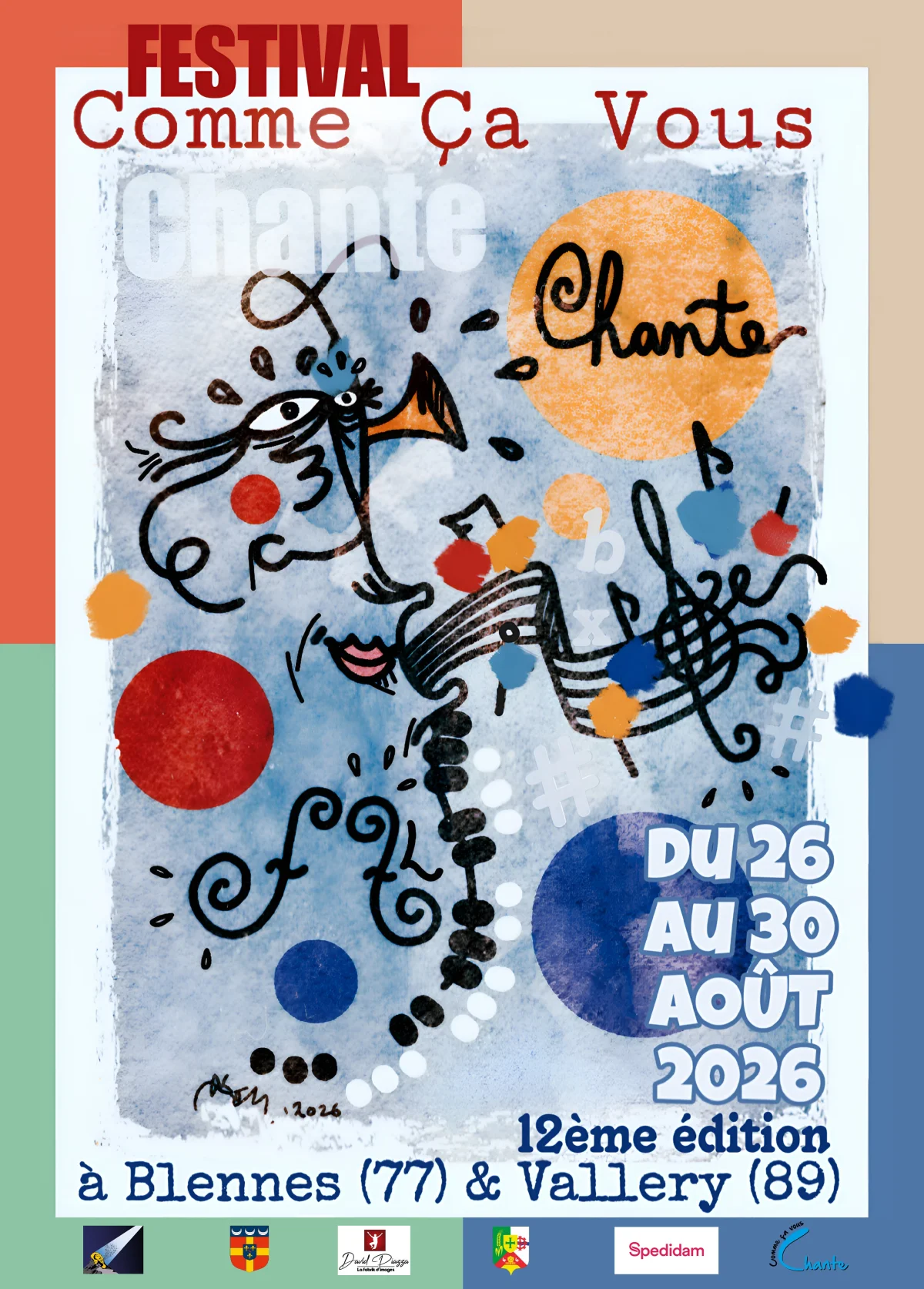 12ème édition du festival "Comme ça vous chante" (Direction Alice Rosset) – Blennes / Seine-et-Marne (Parc du Lavoir de Blennes / Concerts sous chapiteau) (affiche de l’événement)