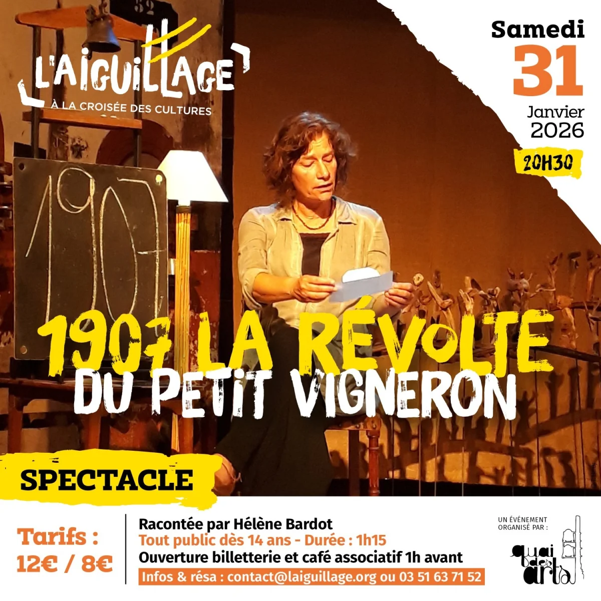 Spectacle : 1907, La révolte du petit vigneron – Polisot / Aube (L'Aiguillage) (affiche de l’événement)