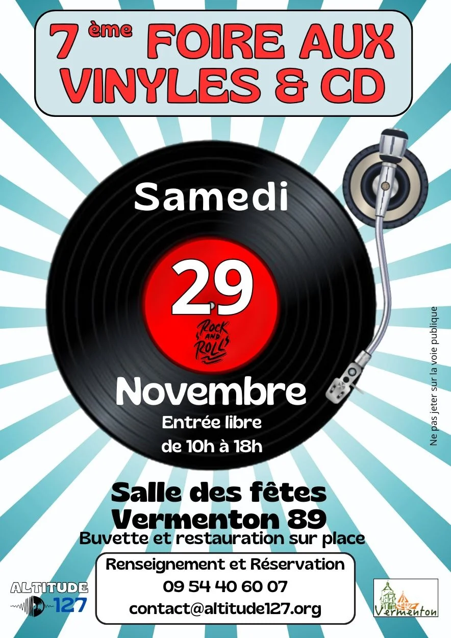 7ème foire aux vinyles et cds de vermenton – Vermenton (Salle des fêtes de vermenton) (affiche de l’événement)