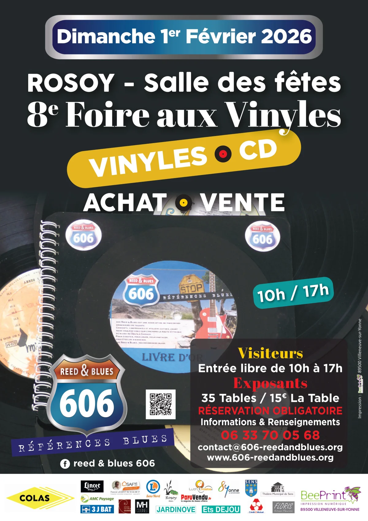 8ème Foire aux Vinyles et CD (achat - vente) – Rosoy (Salle des fêtes) (affiche de l’événement)
