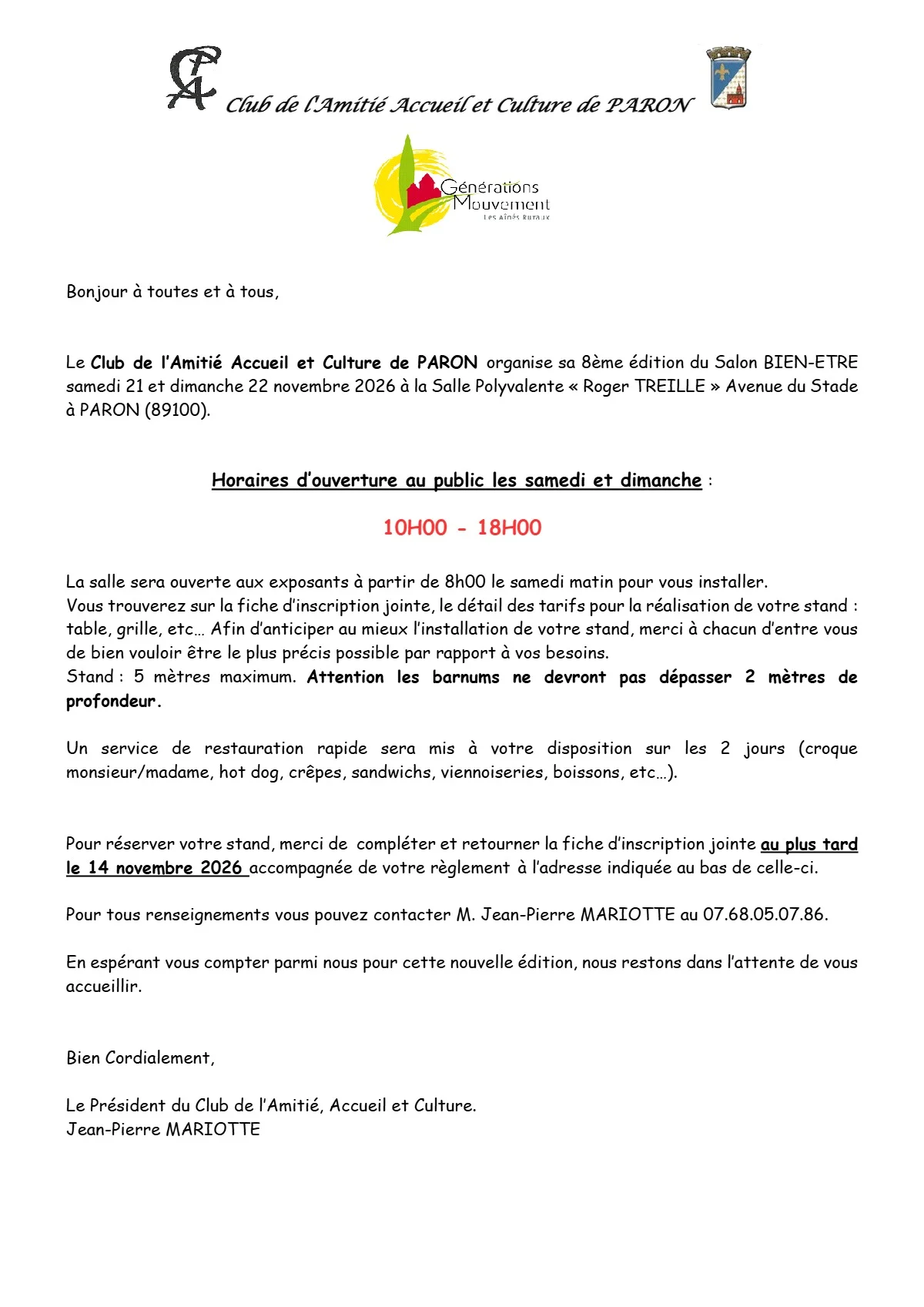 8ème Salon du bien-être – Paron (salle polyvalente) (affiche de l’événement)