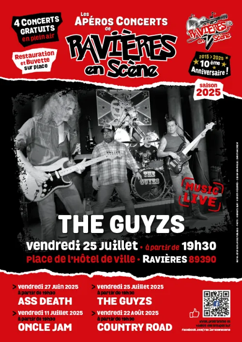 Ravières en Scène (10ème édition) : 3ème apéro-concert avec The Guyzs (blues rock aux accents britanniques des années 70) – Ravières (Place de l'Hôtel de Ville) (affiche de l’événement)