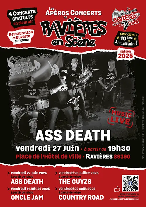 Ravières en Scène (10ème édition) : 1er apéro-concert avec avec Ass Death (Revivez AC/DC) – Ravières (Place de l'Hôtel de Ville) (affiche de l’événement)