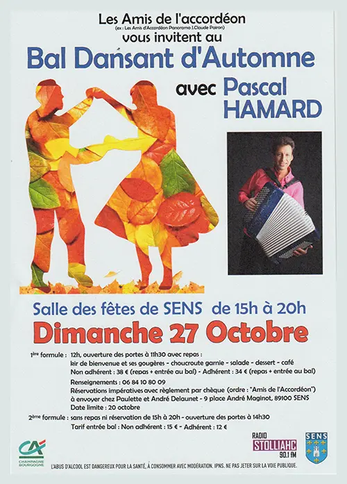 Bal d'Automne avec Pascal Hamard et les Amis de l'Accordéon (avec ou sans repas) – Sens (Salle des fêtes) (affiche de l’événement)