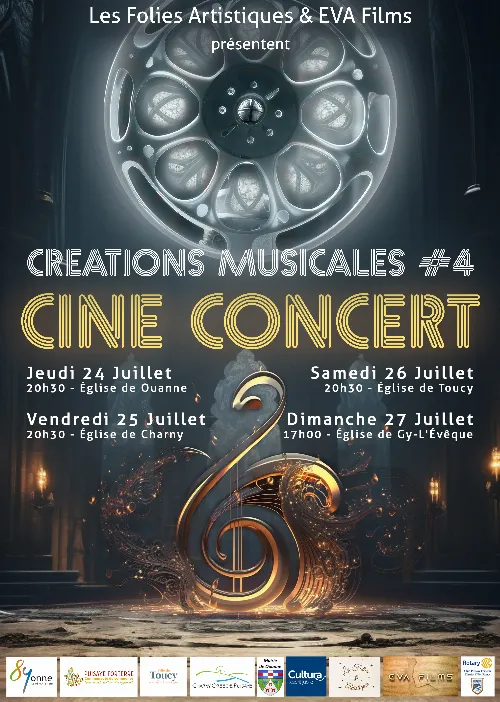 Créations musicales #4 : Ciné-Concert avec les compositeurs Fabien Chavanton et Joris Baboulène associés aux réalisations d'Eva Films – Charny - Orée de Puisaye (Eglise / 8 Grande Rue) (affiche de l’événement)