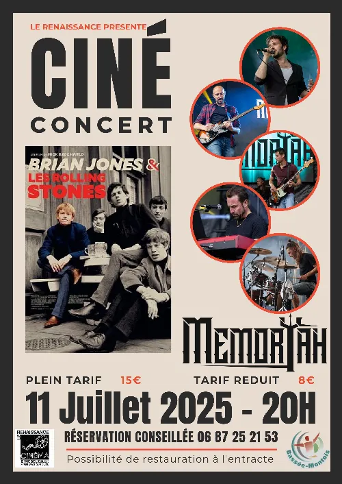 Ciné-concert : concert avec le groupe Memoryah  suivi du film "Brian Jones et les Rolling Stones" de Nick Broomfield (documentaire musical) – Bray-sur-Seine / Seine-et-Marne (Cinéma Le Renaissance) (affiche de l’événement)