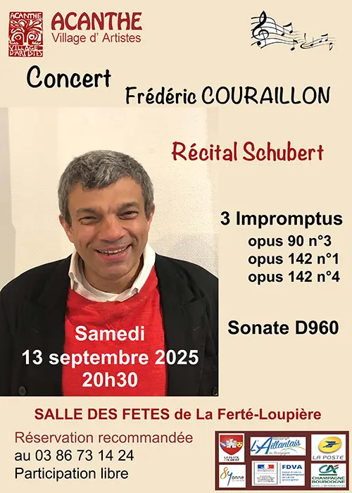 Concert : Récital Schubert par Frédéric Couraillon – La-Ferté-Loupiere  (salle des fêtes / face à l'église) (affiche de l’événement)
