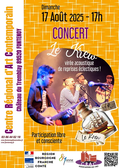 Concert avec Le Krew (Virée acoustique de reprises éclectiques) – Fontenoy (Centre Régional d'Art Contemporain / Château du Tremblay) (affiche de l’événement)