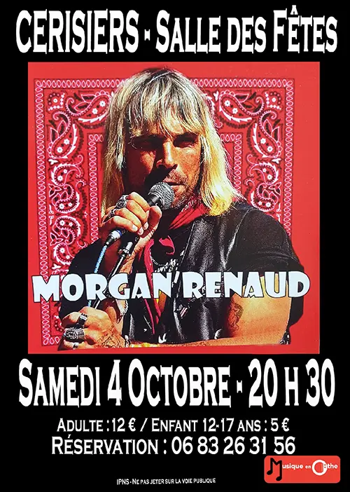 Concert "Hommage à Renaud" par le chanteur Morgan Renaud – Cerisiers (Salle des fêtes) (affiche de l’événement)