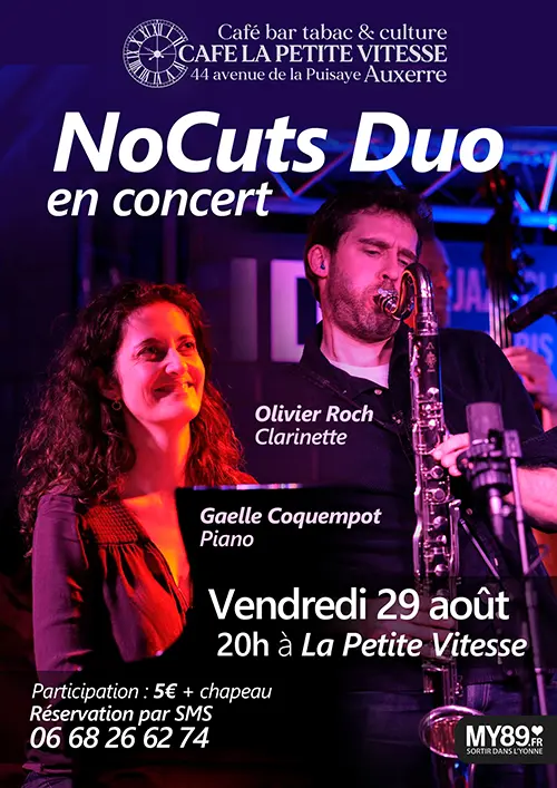 Concert avec NoCuts Duo : Gaelle Coquempot (piano) et Olivier Roch (clarinette) – Auxerre (La Petite Vitesse) (affiche de l’événement)