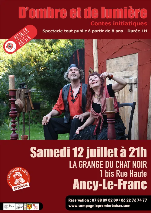 "D'ombre et de lumière" Contes initiatiques avec la Compagnie Premier Baiser (spectacle tout public à partir de 8 ans) – Ancy le Franc (Grange du Chat Noir) (affiche de l’événement)