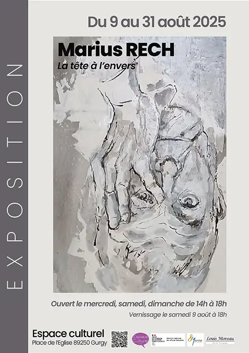 Vernissage de l'exposition  "La tête à l’envers" de Marius Rech – Gurgy (Espace culturel) (affiche de l’événement)
