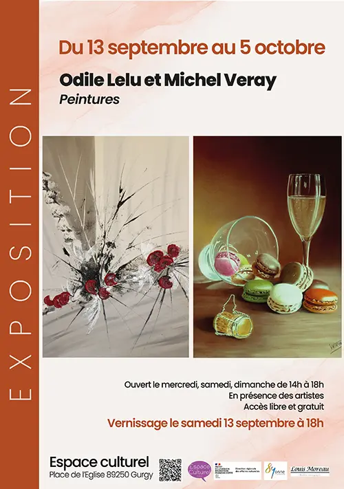 Exposition de peintures par Odile Lelu et Michel Veray – Gurgy (Espace culturel) (affiche de l’événement)