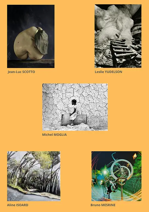 Exposition : Photographies d'Aline Isoard, Leslie Yudelson, Bruno Mesrine, Jean-Luc Scotto et Michel Moglia – Villeneuve l'Archevêque (Galerie B4) (affiche de l’événement)