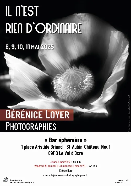 Exposition "Il n'est rien d'ordinaire" : Photographies de Bérénice Loyer – Saint-Aubin-Château-Neuf / Le Val d'Ocre (Le Bar éphémère) (affiche de l’événement)