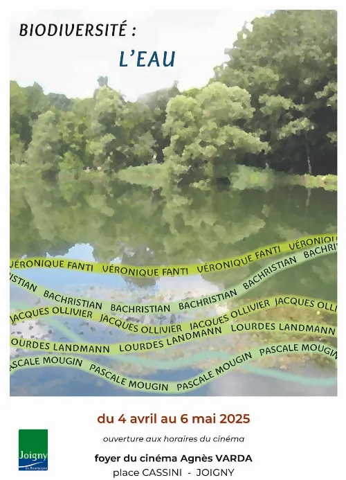 Exposition : "Biodiversité : l'Eau" avec la participation de Véronique Fanti, Bachristian, Jacques Ollivier, Lourdes Landmann et Pascale Mougin – Joigny (Foyer du Cinéma Agnès Varda Joigny / Cinéode) (affiche de l’événement)