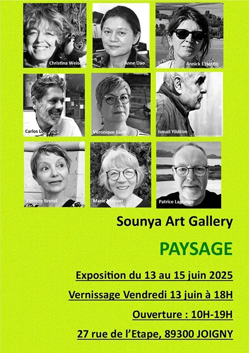 Vernissage de l'exposition "Paysage" par 9 artistes plasticiens – Joigny (Sounya Art Gallery) (affiche de l’événement)
