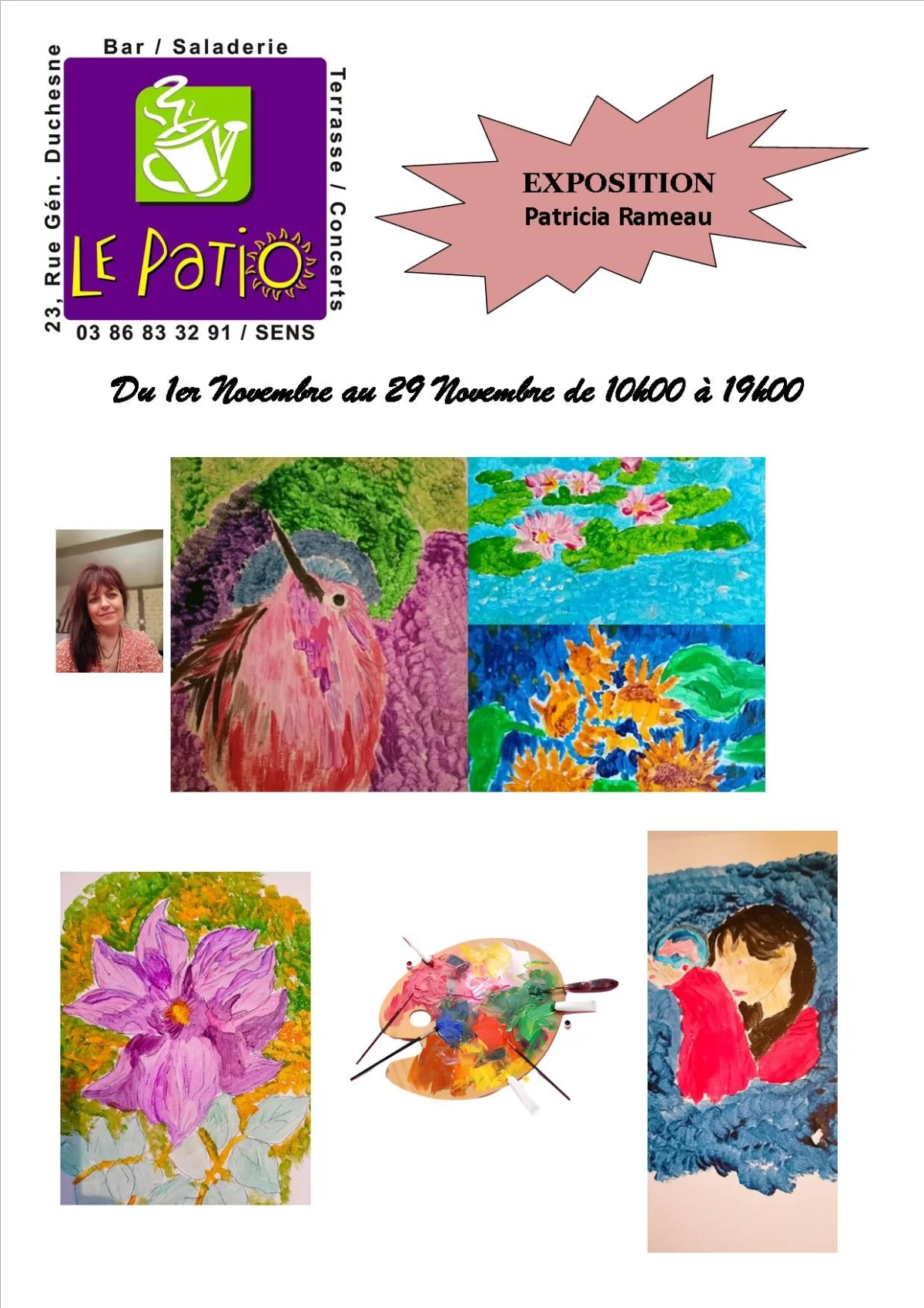 Exposition acrylique Patricia Rameau – Sens (Le Patio / 23 rue général duchene) (affiche de l’événement)