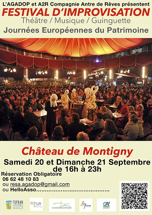 Festival d’Improvisation (Théâtre / Musique / Guinguette) dans le cadre des Journées Européennes du Patrimoine – Perreux / Charny Orée de Puisaye (Château de Montigny) (affiche de l’événement)