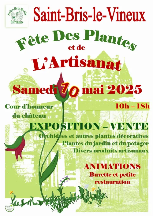 Fête des Plantes et de l'Artisanat (exposition, vente et animations) – Saint-Bris-le-Vineux (Cour d'honneur du château - Salle des fêtes) (affiche de l’événement)