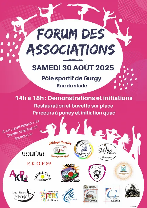 Forum des Associations : Démonstrations et initiations – Gurgy (Gymnase et alentours / rue du stade) (affiche de l’événement)