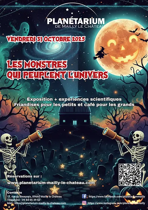 Halloween - Les monstres qui peuplent l'univers – Mailly-le-Château (Planétarium - Espace nature du Beauvais) (affiche de l’événement)