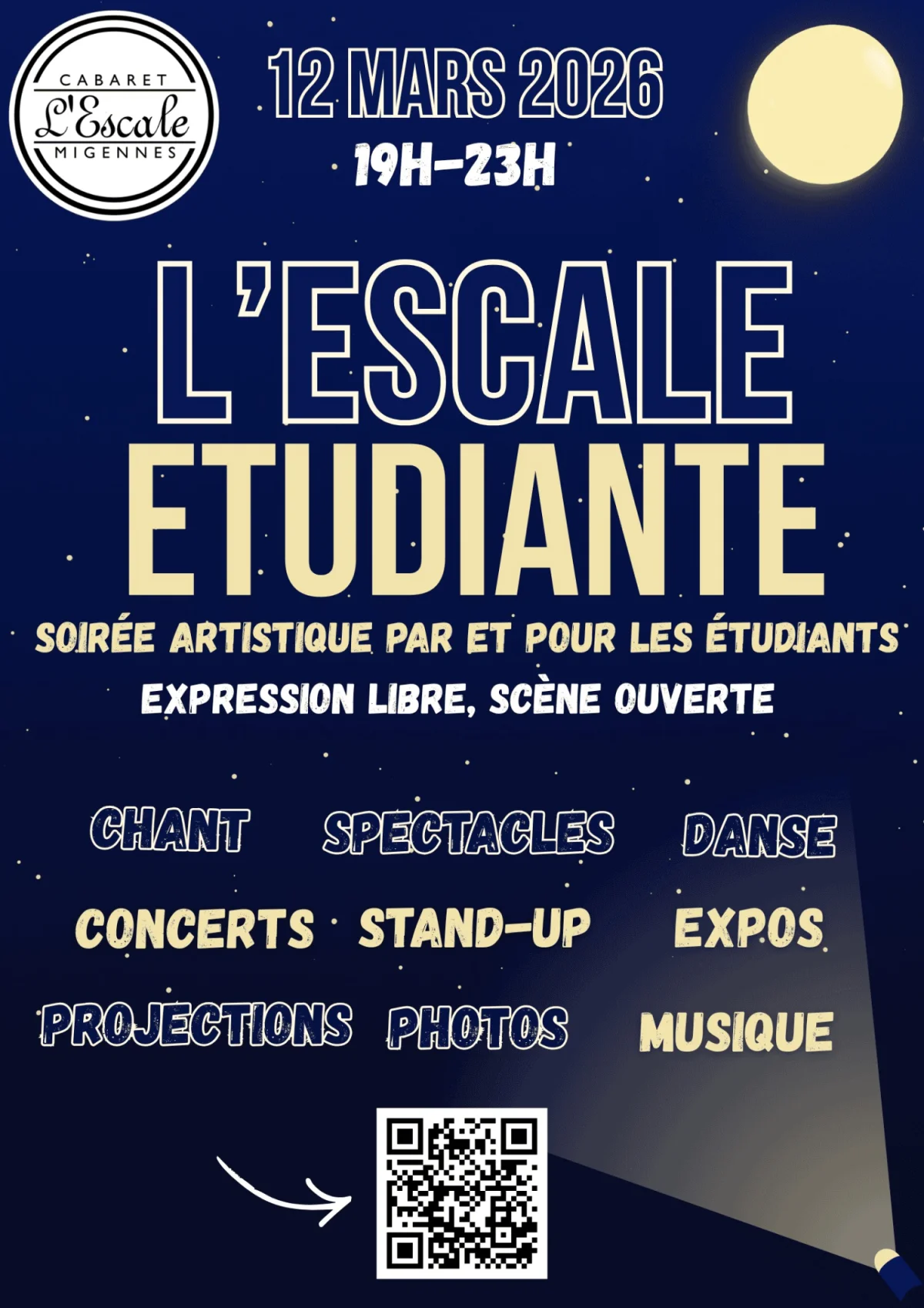 L'Escale Etudiante, évènement par et pour les étudiants – Migennes (L'Escale, scène musicale de la ville de Migennes) (affiche de l’événement)