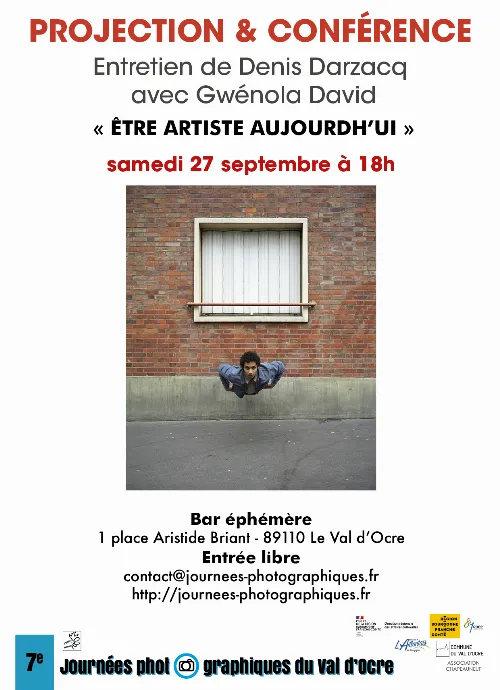 Projection-conférence de Denis Darzacq avec Gwénola David : "Etre artiste aujourd'hui" dans le cadre des Journées photographiques du Val d'Ocre – Saint-Aubin-Château-Neuf / Le Val d'Ocre (Bar éphémère) (affiche de l’événement)