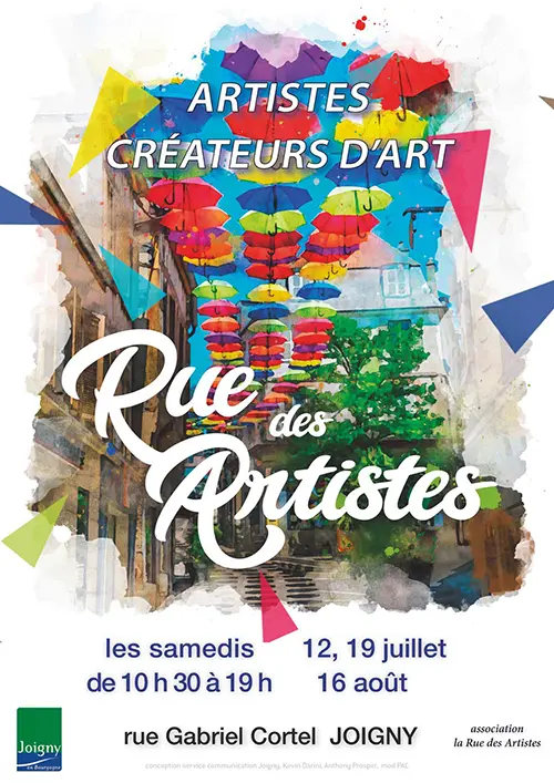Rue des Artistes (artistes et créateurs d'art) – Joigny (Rue Gabriel Cortel) (affiche de l’événement)