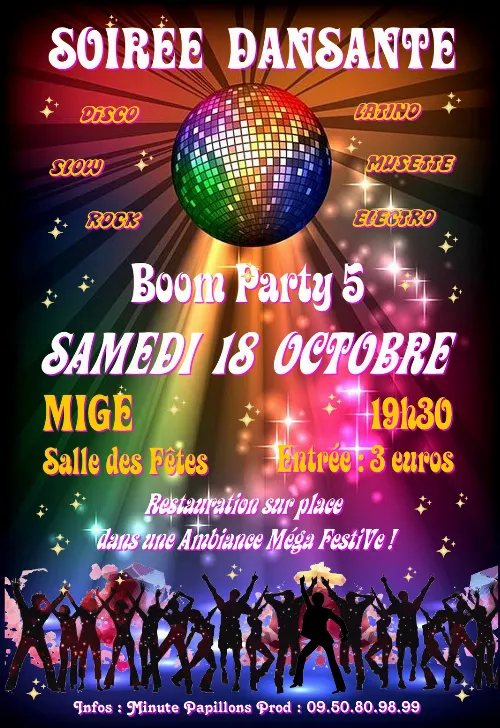Grande Soirée Dansante, Boum Party 5 ! – Migé (Salle des Fêtes) (affiche de l’événement)