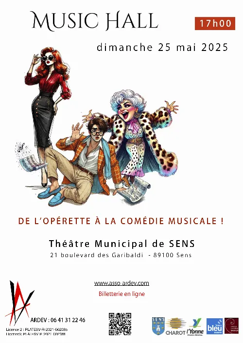 Spectacle "Music Hall" (de l’opérette à la comédie musicale) – Sens (Théâtre municipal de Sens) (affiche de l’événement)