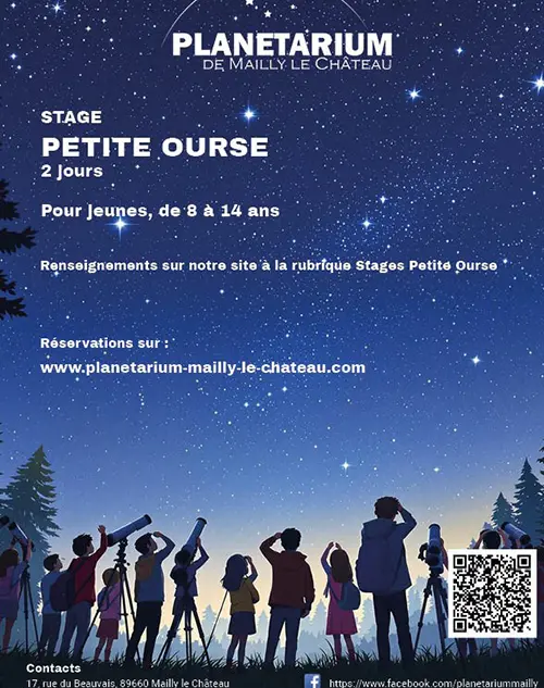 Stage petite ourse (sur 2 jours pour les jeunes de 8 à 14 ans) – Mailly-le-Château (Planétarium - Espace nature du Beauvais) (affiche de l’événement)