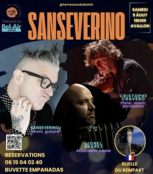 Soirée Sanseverino dans le cadre du Festival Terrasses du Bel-Air – Avallon (Terrasses du Bel Air) (affiche de l’événement)