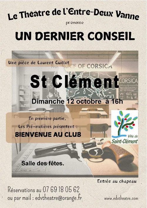 Théâtre : "Un dernier conseil" avec le Théâtre de l'Entre-Deux Vanne – Saint Clément (Salle des fêtes) (affiche de l’événement)