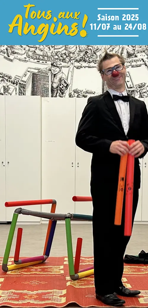 Spectacle en famille : "Les petits tubes" (Clown – À partir de 4 ans) dans le cadre du Festival "Tous aux Angins !" – Tannerre-en-Puisaye (Lieu-dit Les Angins) (affiche de l’événement)