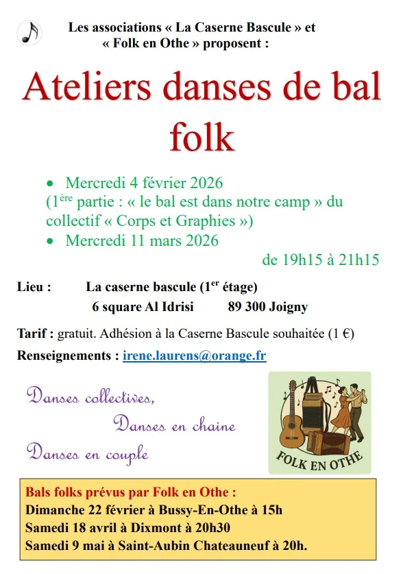 Atelier de danses traditionnelles – Joigny (Joigny) (affiche de l’événement)